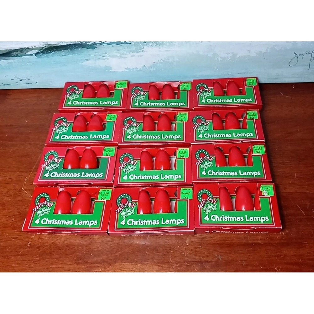 48 Vintage Christmas Replacement Lights C 9 1/4 120 Volt Lamps Bulbs Red/Rose - Picture 6 of 6